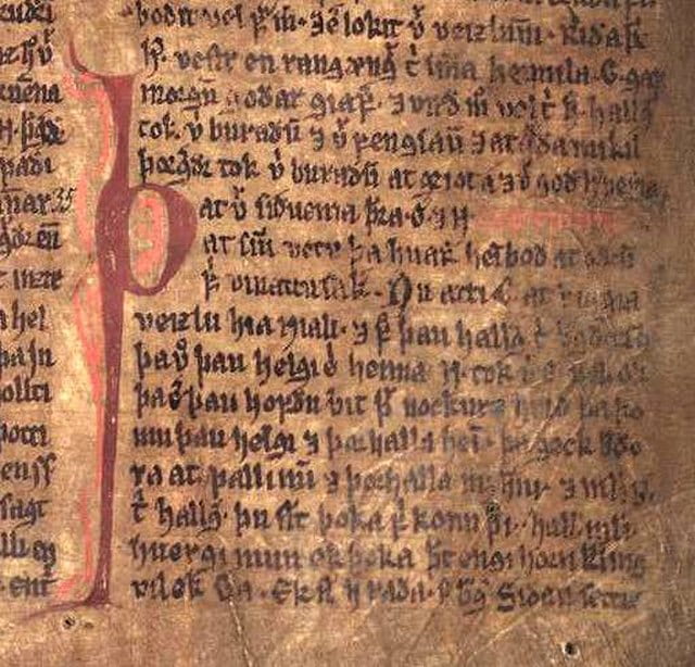 Page manuscrite de saga